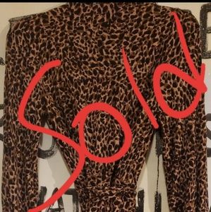 LK Bennett size 4 cheetah print midi wrap dress